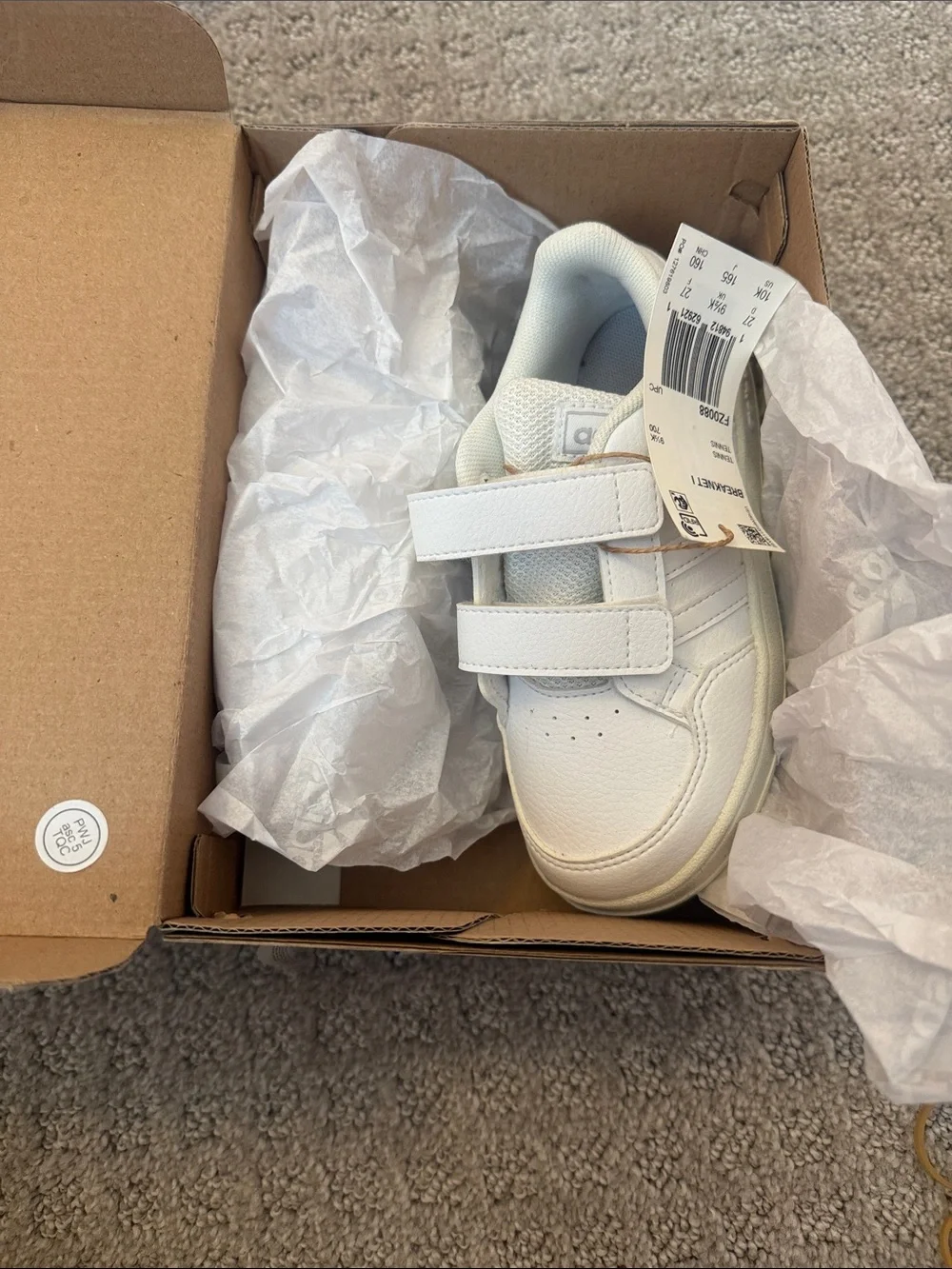 adidas Kids White Velcro Sneakers